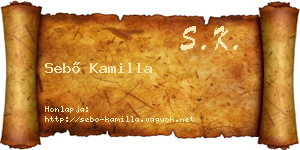 Sebő Kamilla névjegykártya